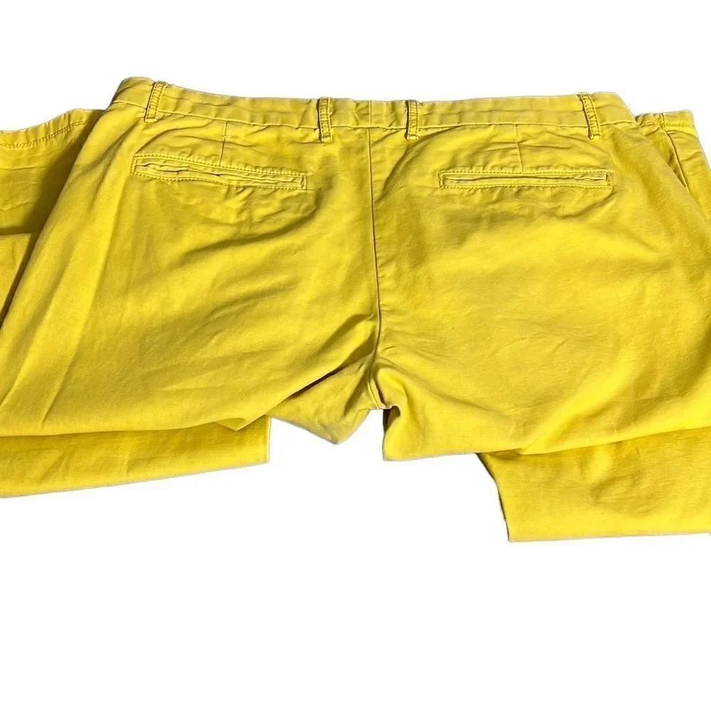 Gap Women's Khaki Pants Broken In Straight Leg Mid Rise Cotton Neon Yellow 2 - Picture 3 of 7